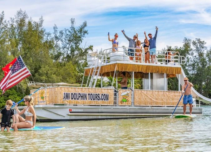 Things To Do Island Adventure: Snorkel, Shells & Memories | Double Slide Tiki Boat Bareboat Charter (7-12 Guests)